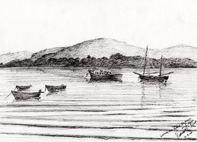 Boats off Iona by Vincent Alexander Booth